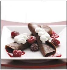 Chocolate Crepes with Raspberry Sauce