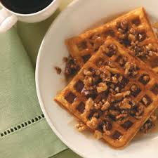 Sweet Potato Waffles with Nut Topping