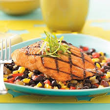 Grilled Salmon with Black Bean Salsa