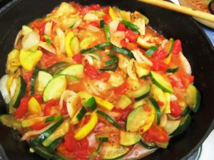 baked zizi with summer squash